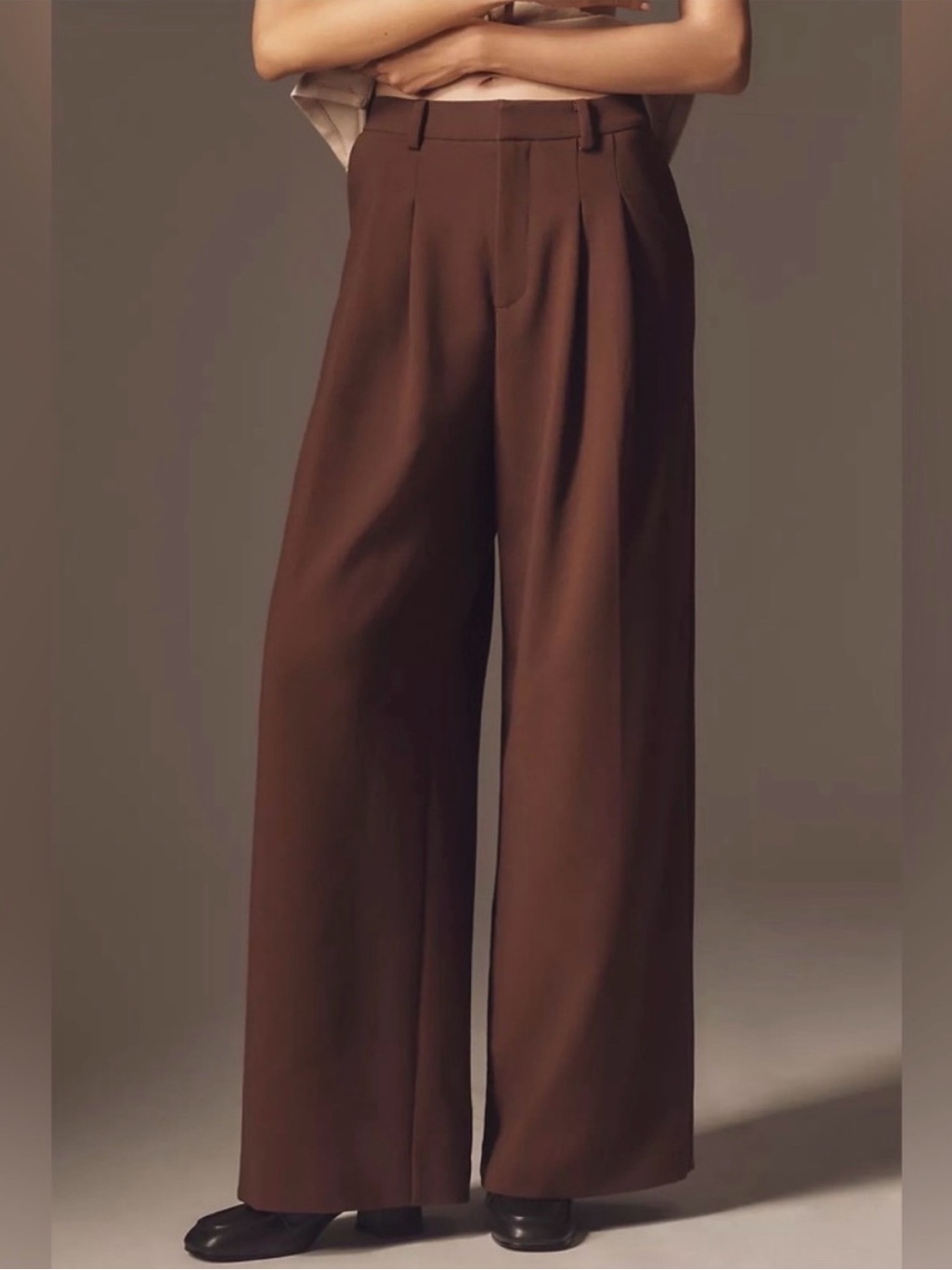 Maeve Avery Wide-Leg Pleated Trousers